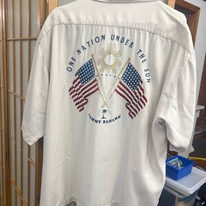 Tommy Bahama Cream  ONE NATION UNDER THE SUN Embroidery.